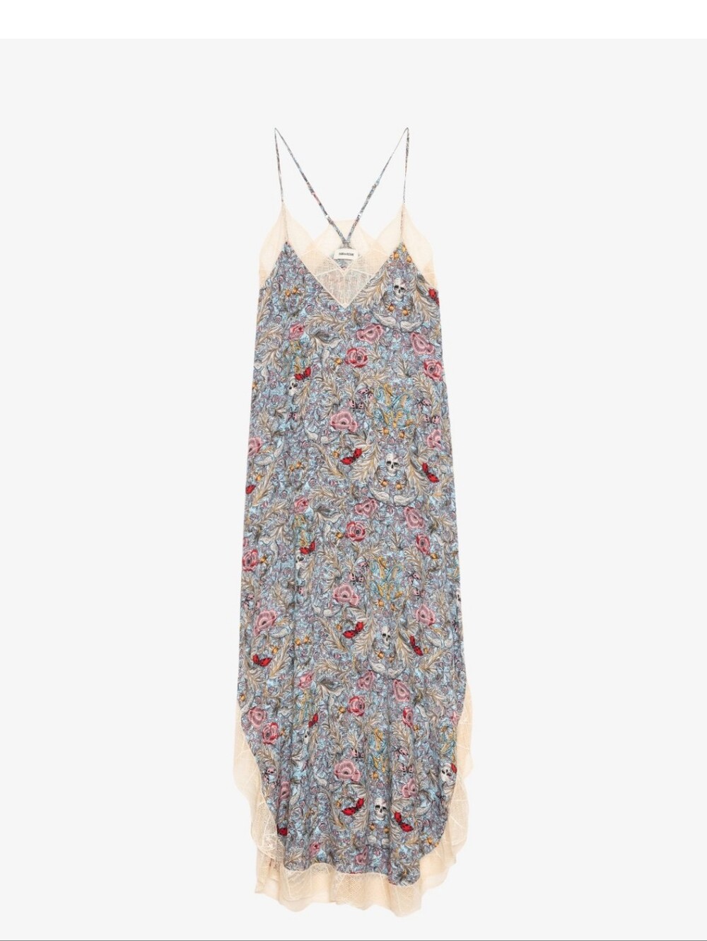 NWT Zadig & Voltaire Ristyl Printed Lace Trim Slip Maxi Dress Multi Color XS - Picture 10 of 14